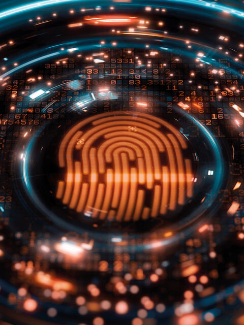 Abstract photo of digital fingerprint scanning