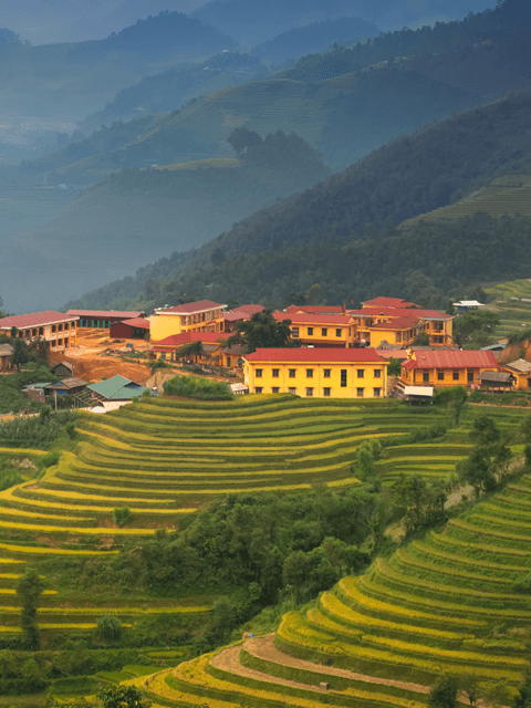 Vietnam Rice field terraces and city landscape