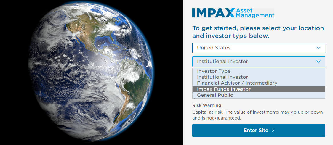 screenshot of investor popup window
